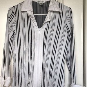 Zip-up Striped Shirt - Size M